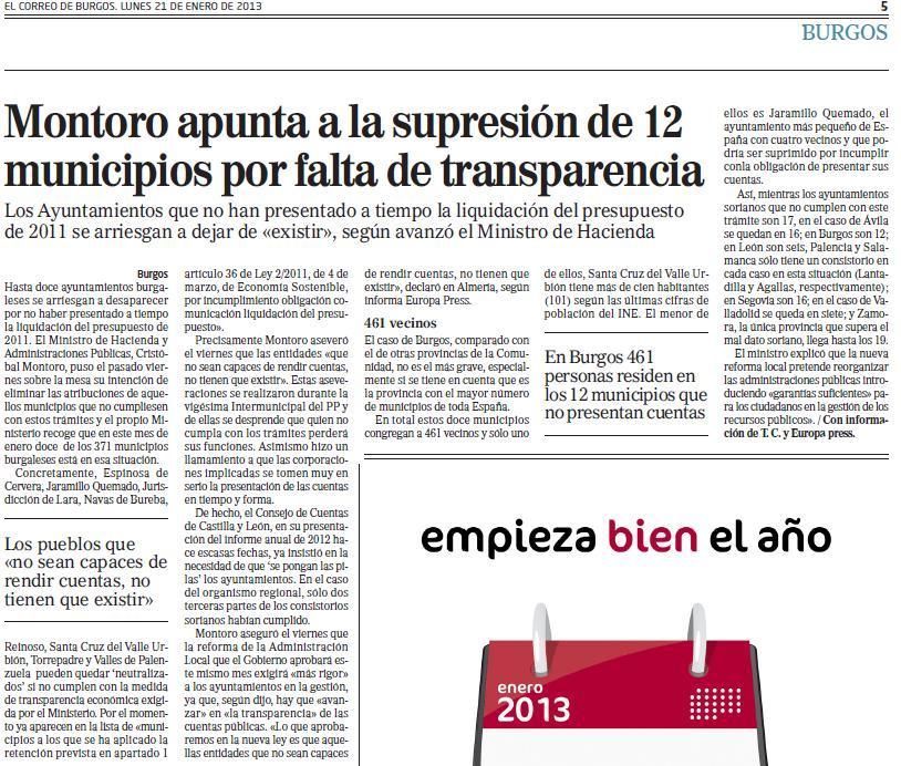 Imagen de la noticia: Montoro apunta a la supresión de 12 municipios por falta de transparencia.